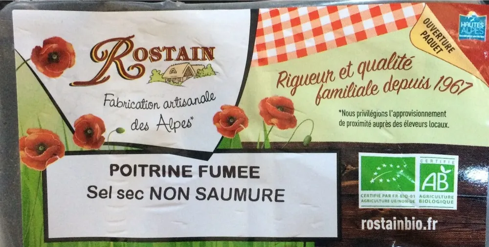 Poitrine fumée, sel sec non saumuré
