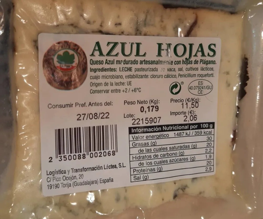 Queso azul hojas