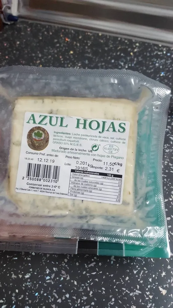 Queso azul hojas
