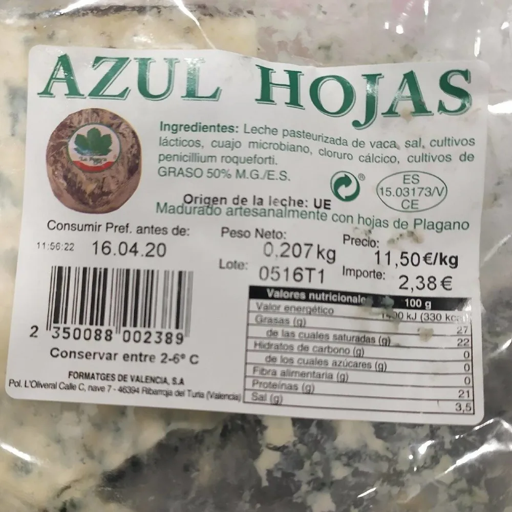 QUESO AZUL HOJAS