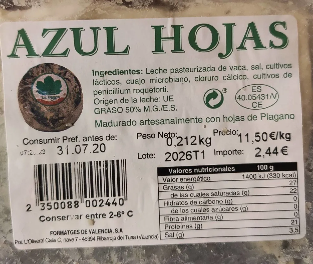 Queso Azul Hojas
