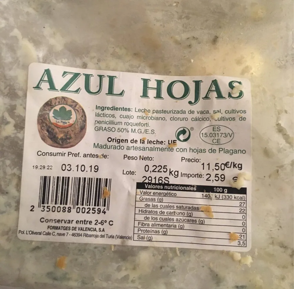 Queso Azul Hojas