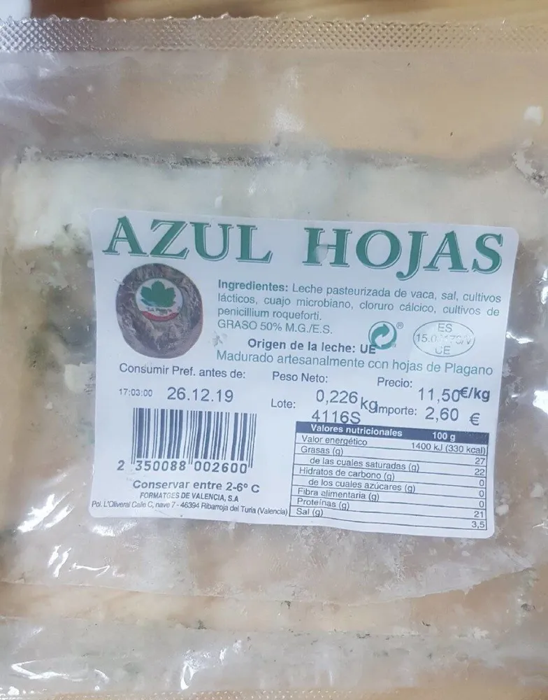 Queso azul hojas