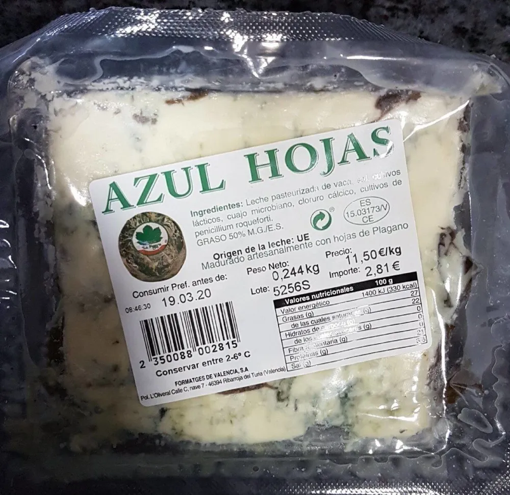 Queso azul hojas