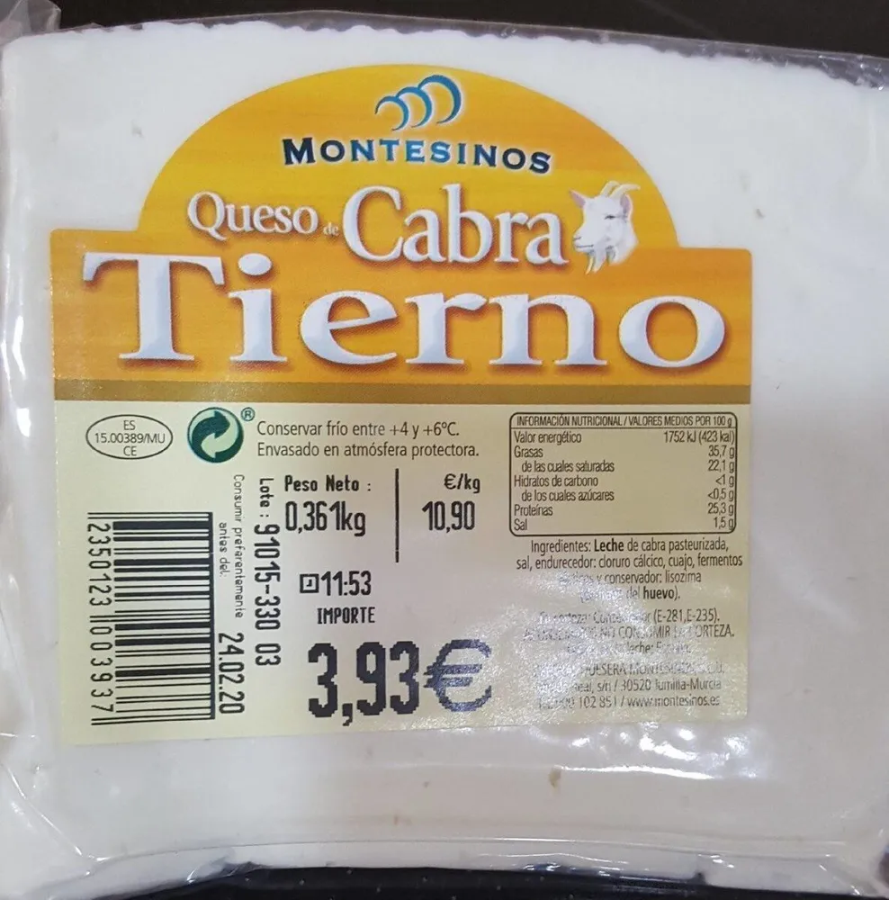Queso tierno cabra