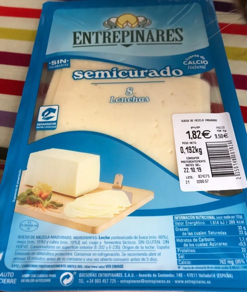 Queso semicurado lonchas