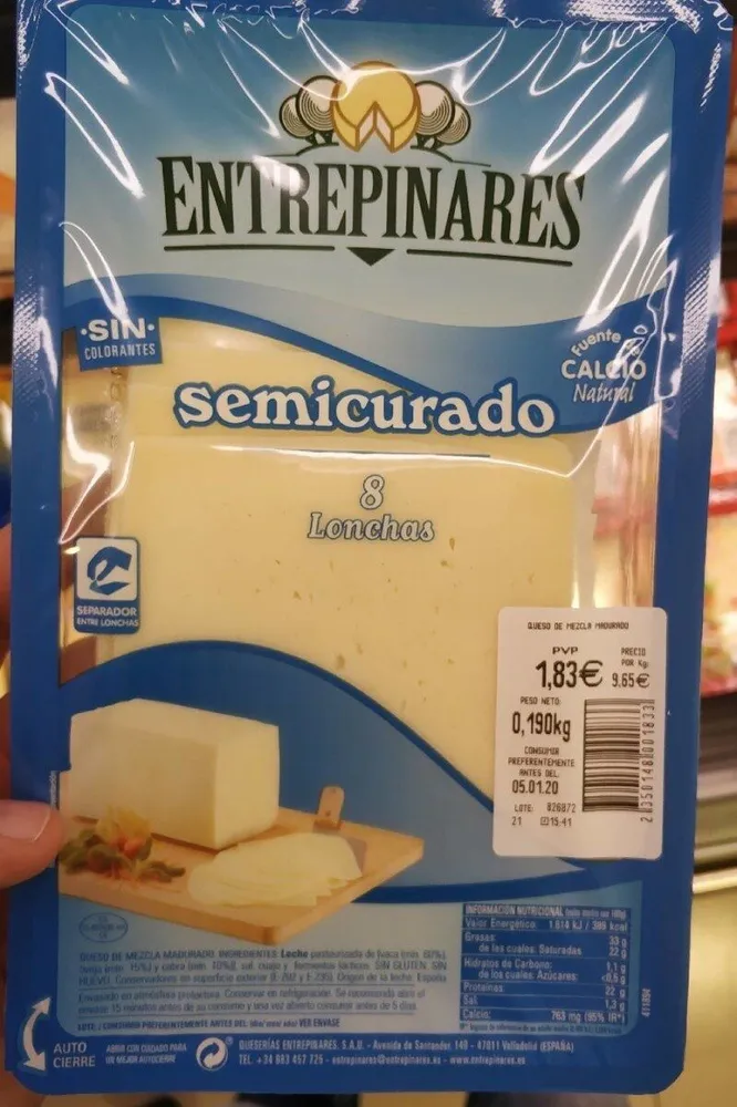 Queso semicurado lonchas
