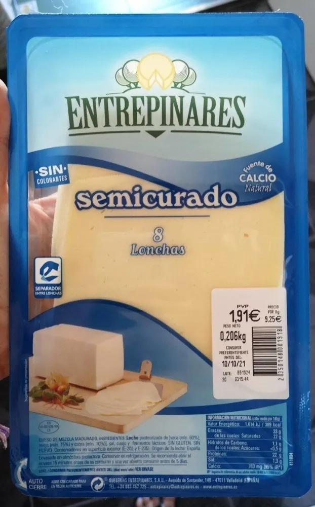 Queso semicurado lonchas