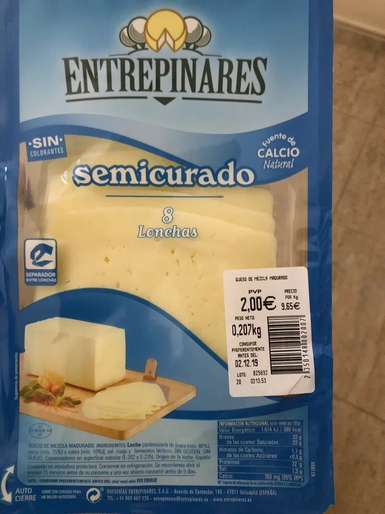 Queso semicurado lonchas