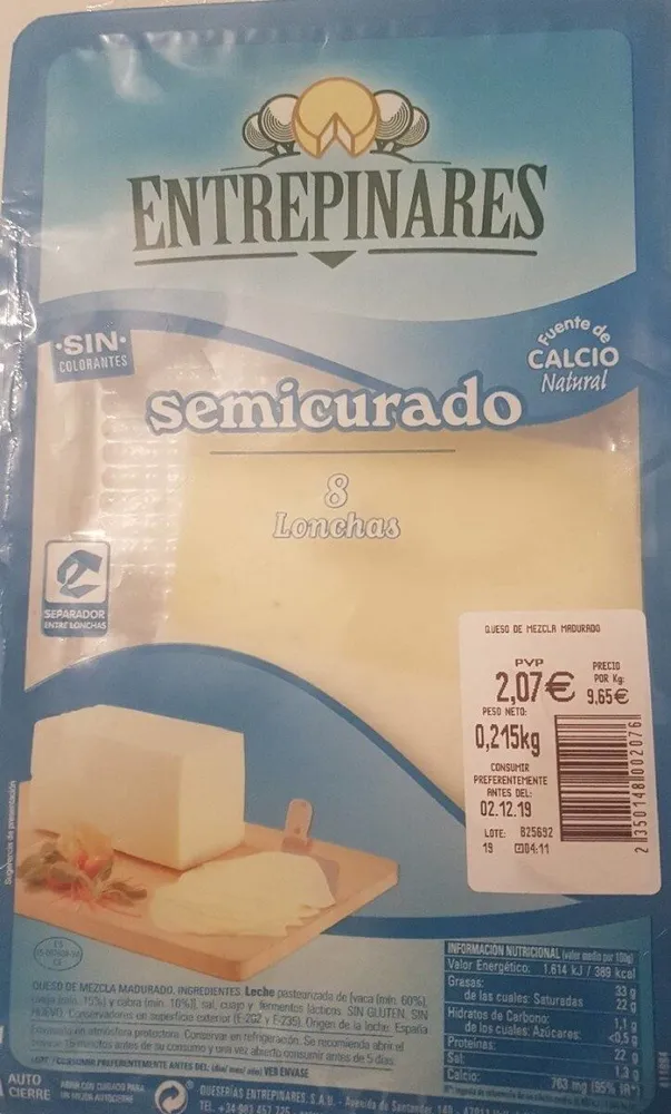 Queso semicurado lonchas