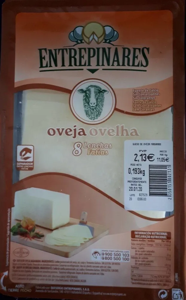 Queso de oveja madurado lonchas