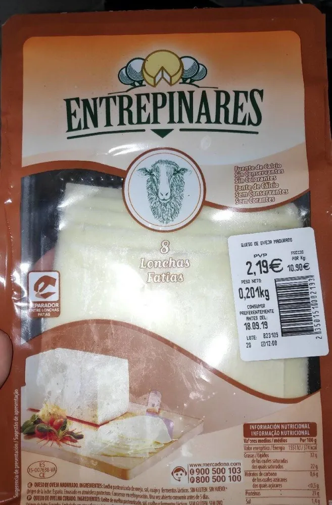 Queso de oveja en lonchas