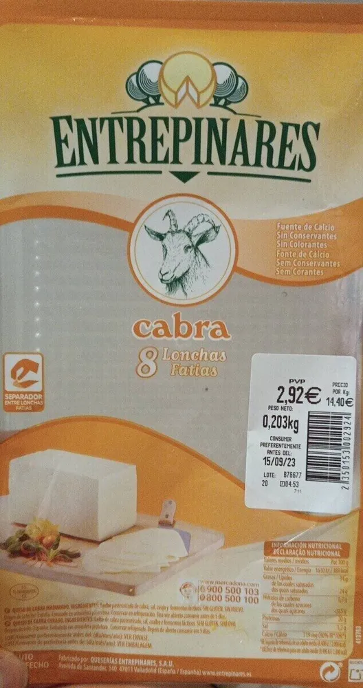 Queso cabra 8 lonchas