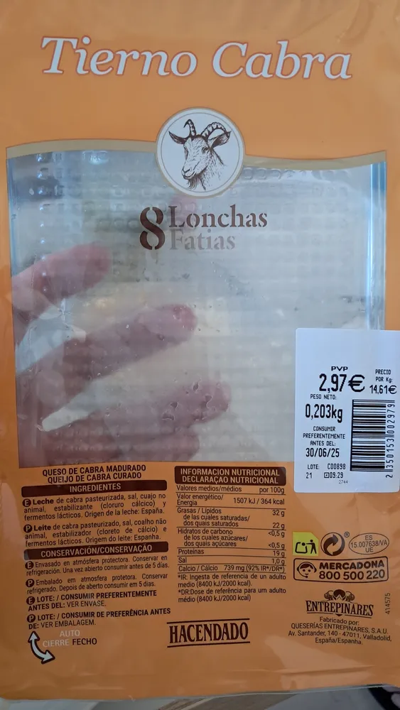 Queso lonchas cabra
