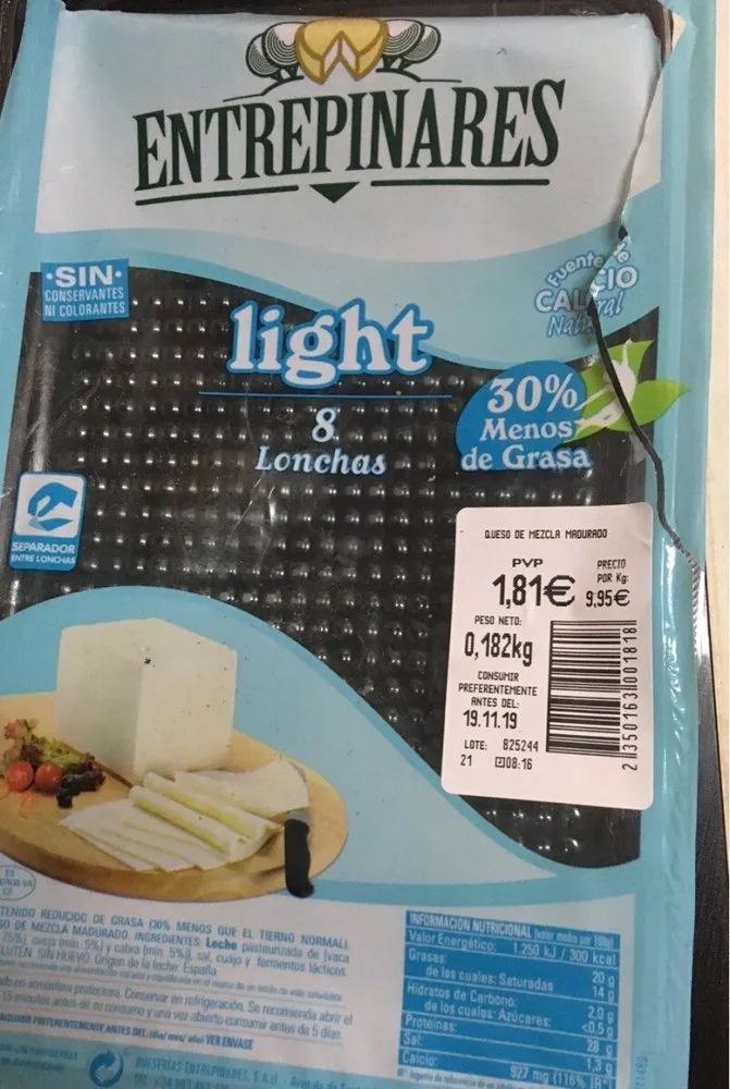 Queso light lonchas