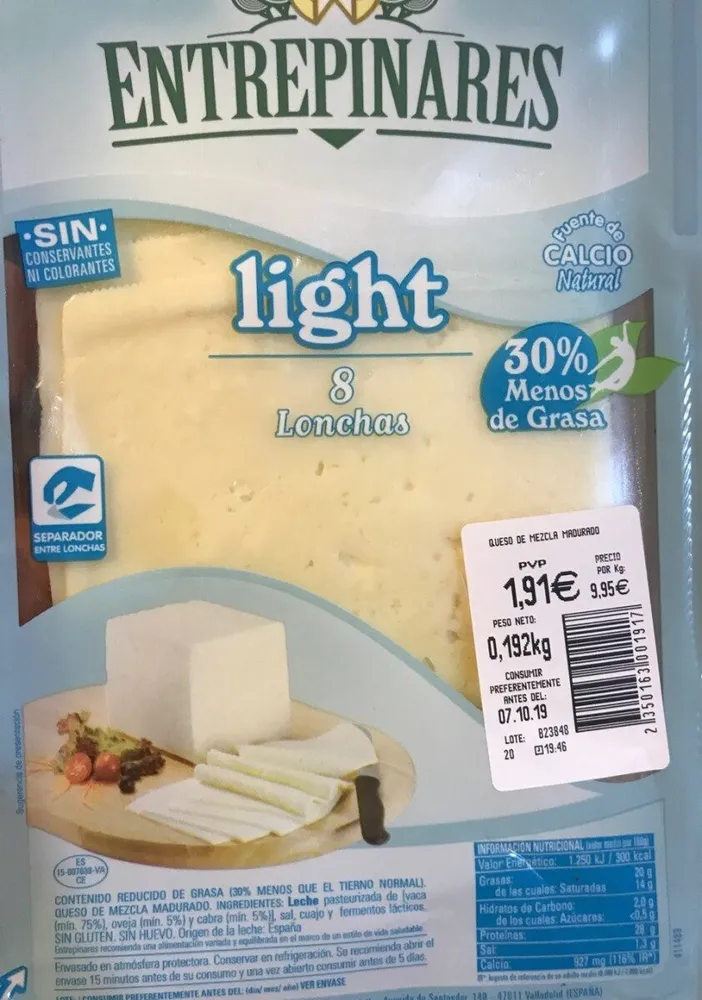 Queso light lonchas