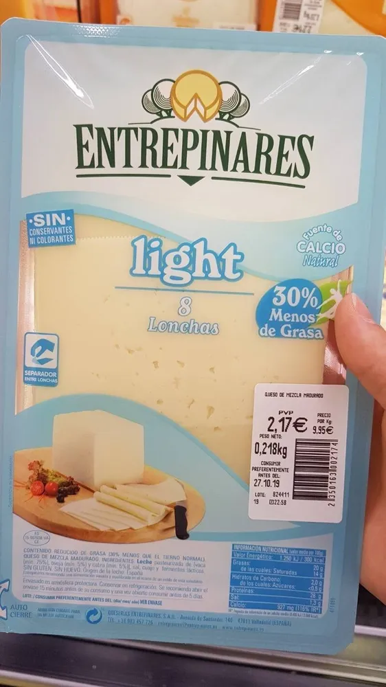 Queso light lonchas