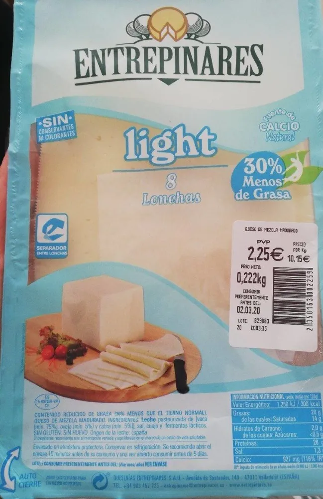 Queso Lonchas Light Entrepinares