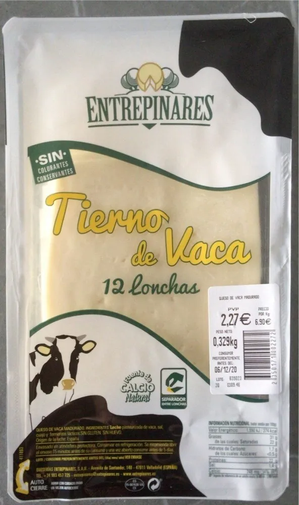 Tierno de vaca lonchas