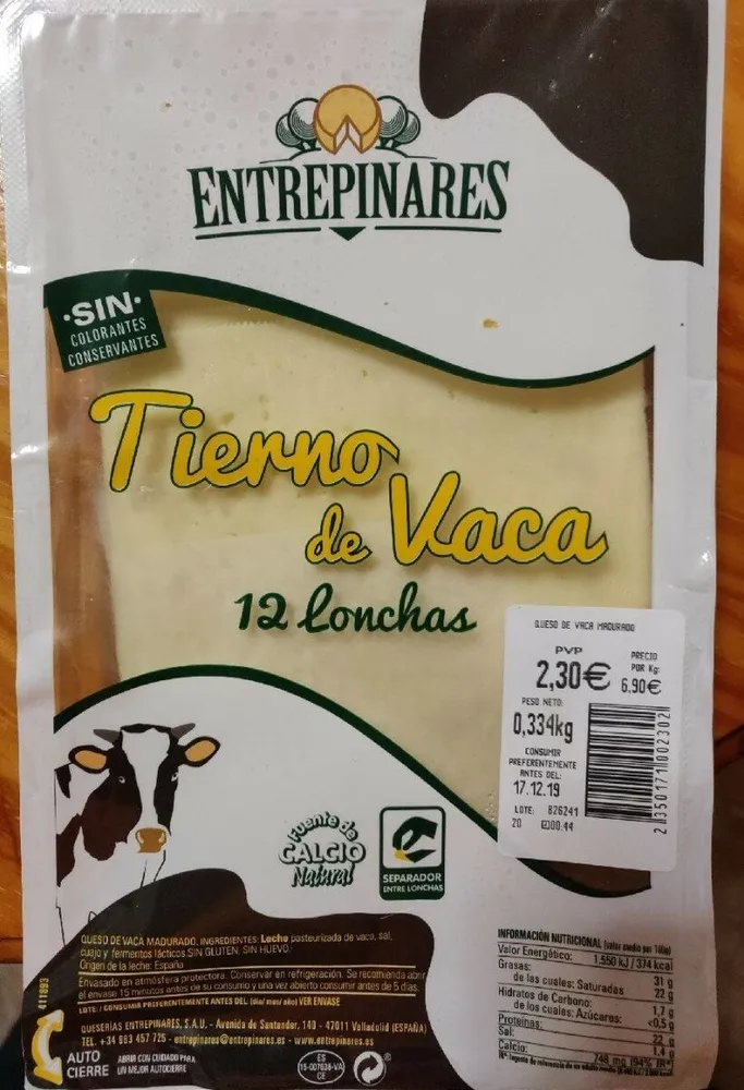 Queso tierno de vaca lonchas