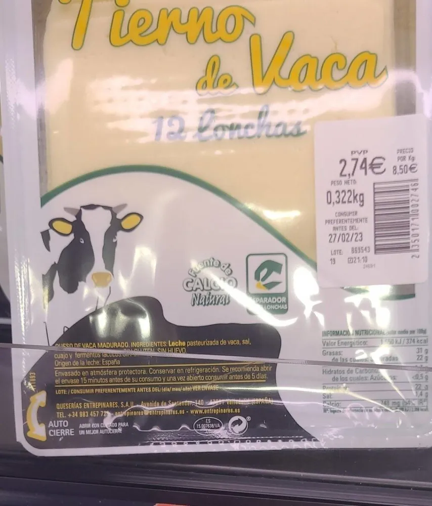 Queso tierno de vacaciones lonchas