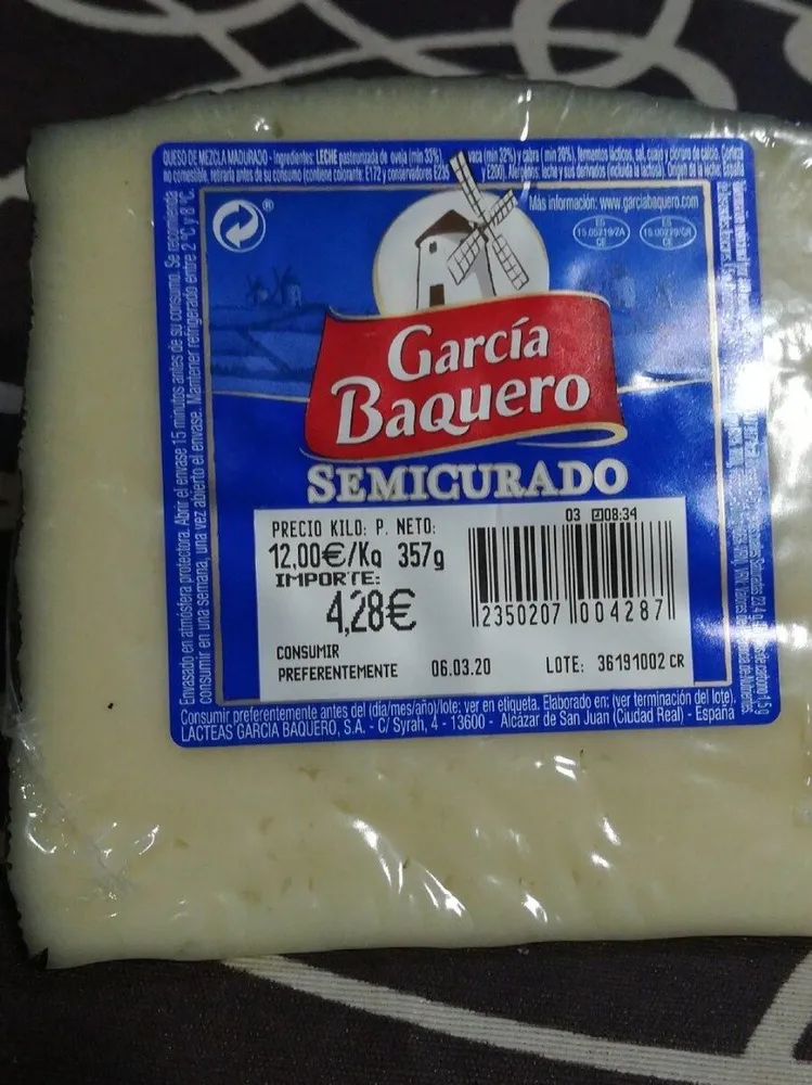 Queso semicurado García Baquero