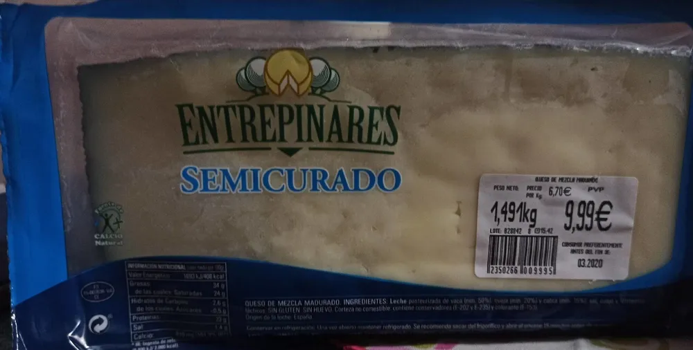 Queso de mezcla madurado. Semicurado