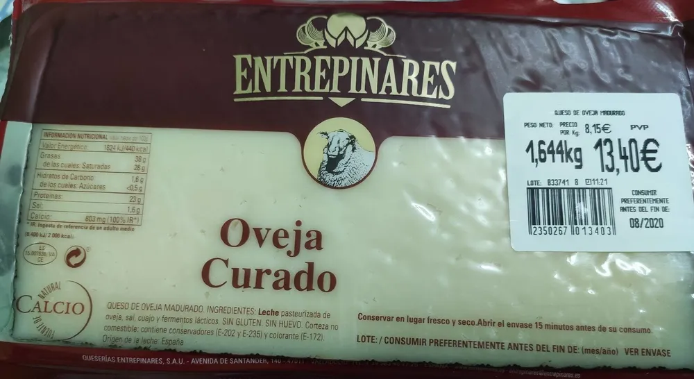 Queso oveja curado