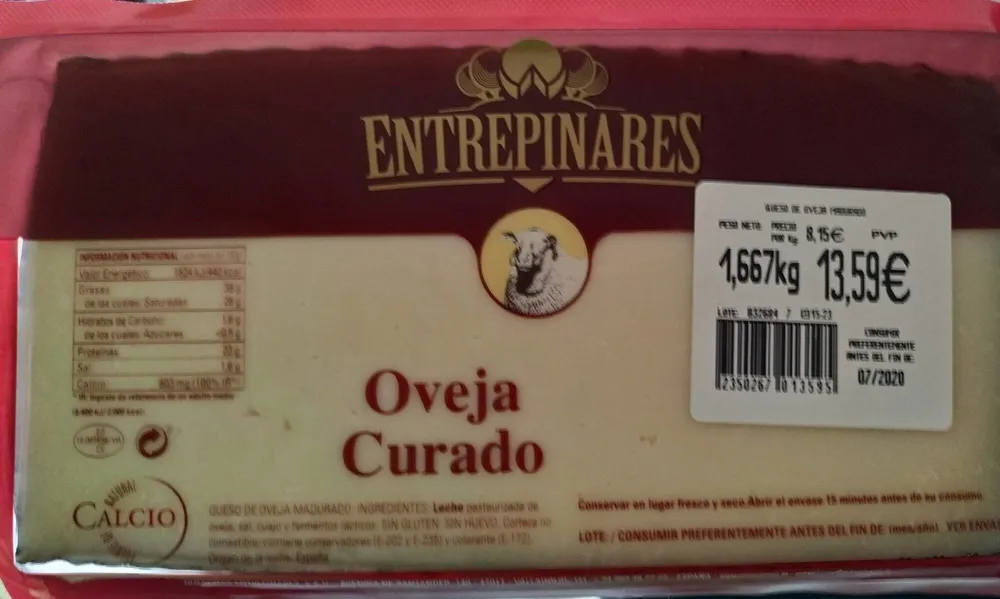 Queso oveja curado