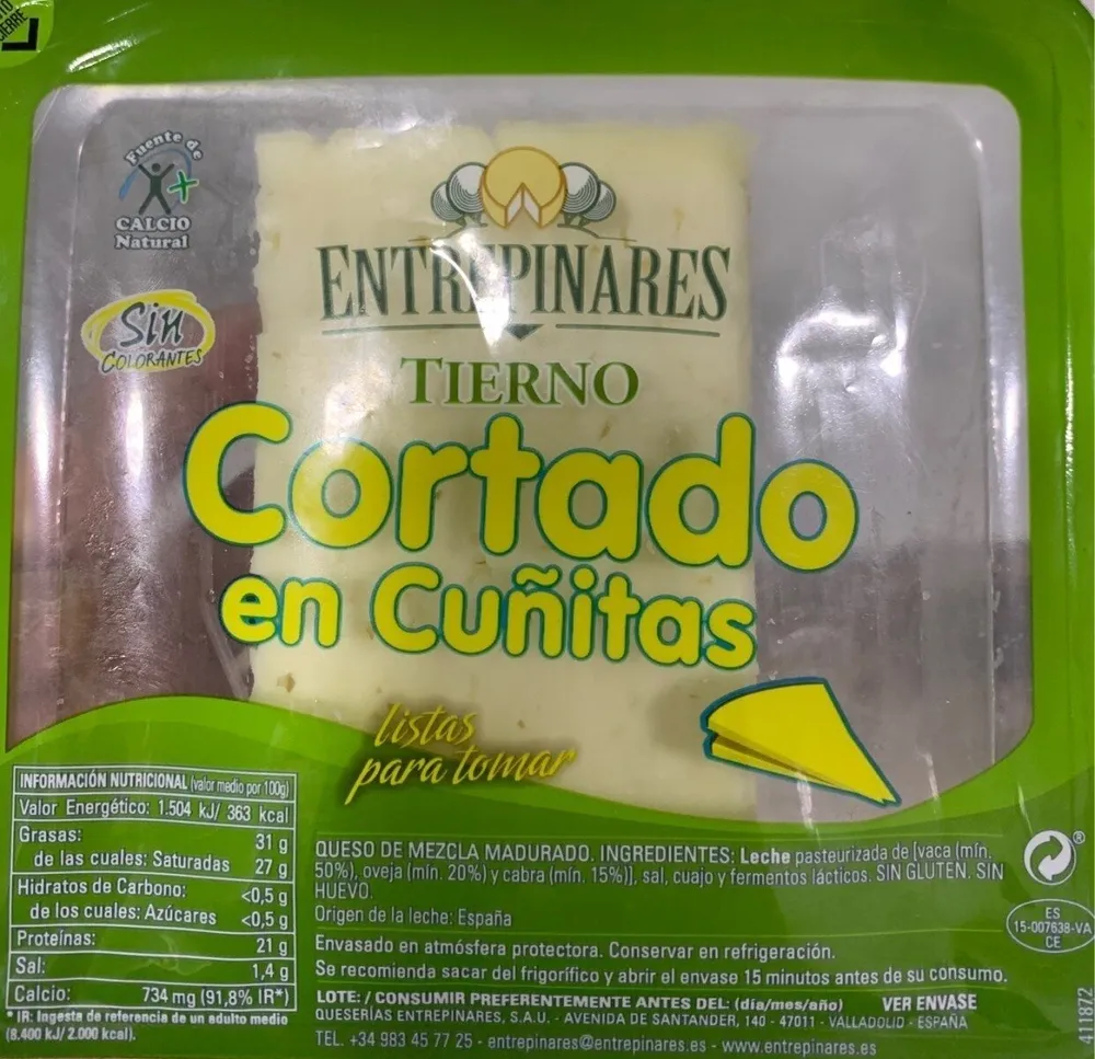 Queso tierno en cuñitas
