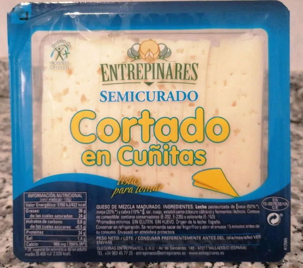 Queso semicurado (cortado en cuitas)