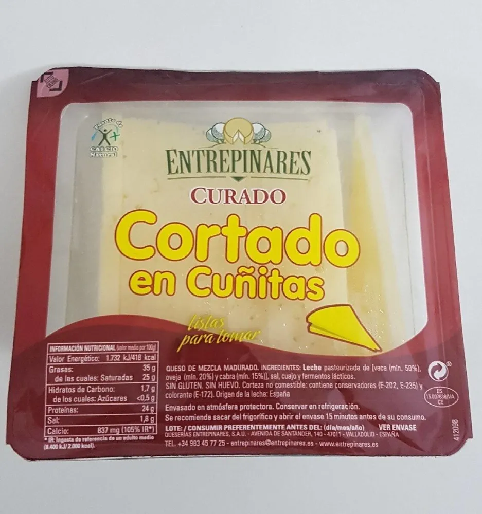Curado curado cortado en cuñitas