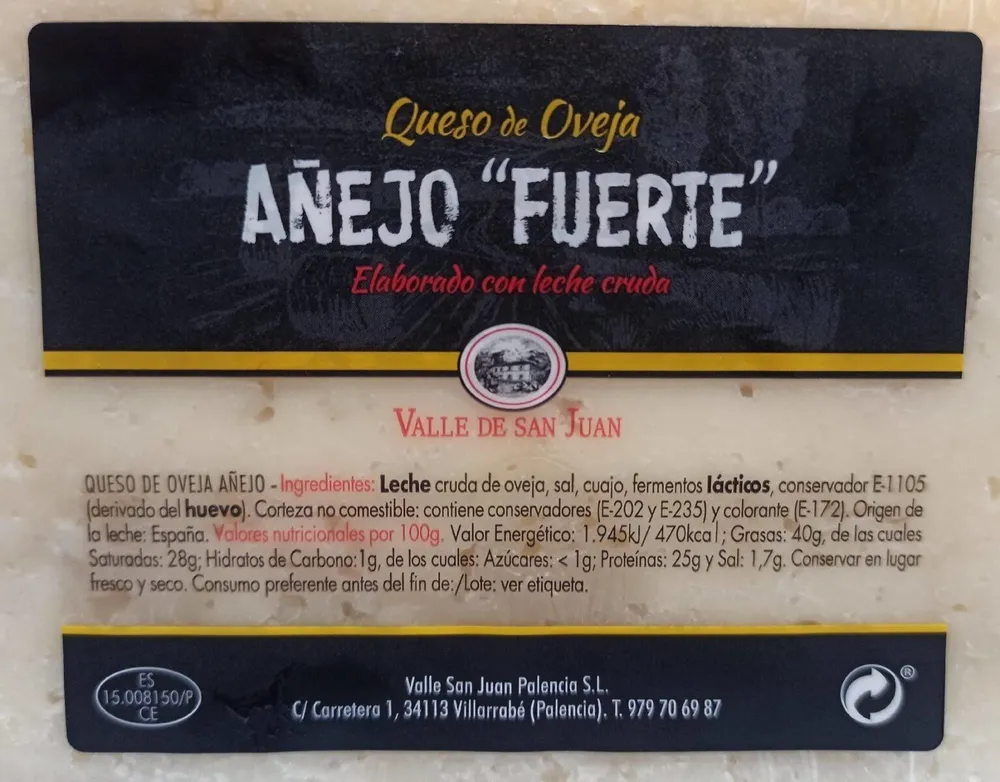 Queso oveja añejo fuerte