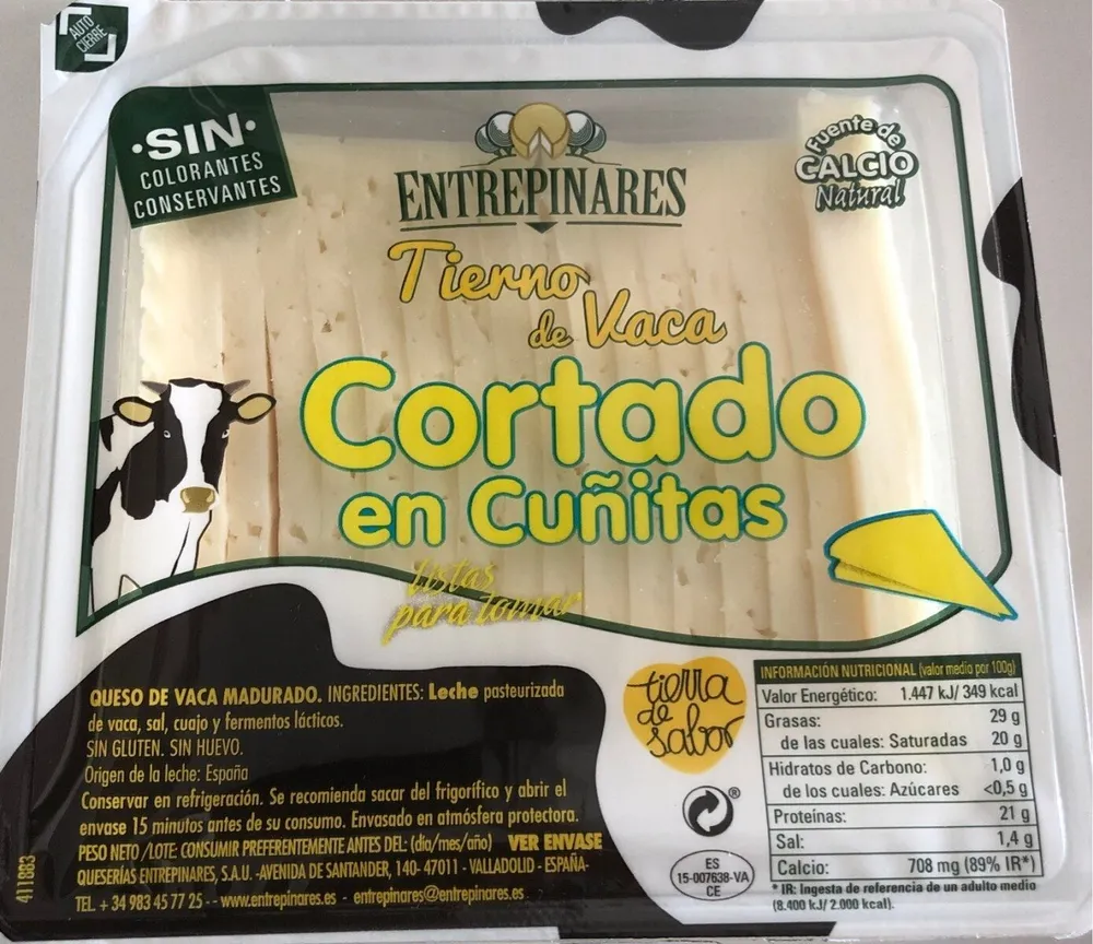 Tierno de vaca cortado en cuñitas