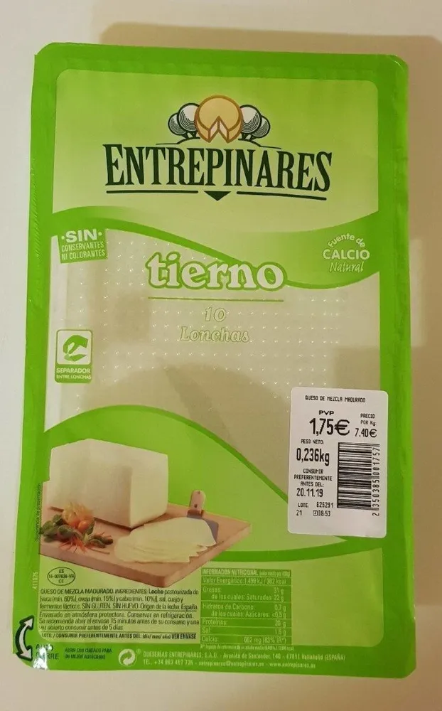 Queso tierno lonchas