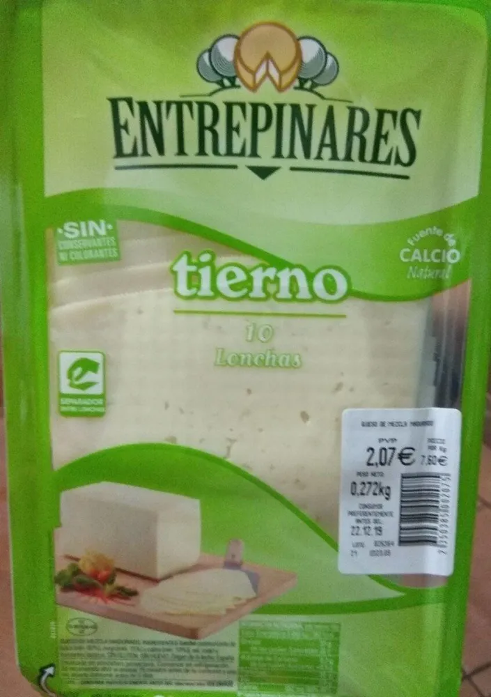 Queso en lonchas Entrepinares tierno