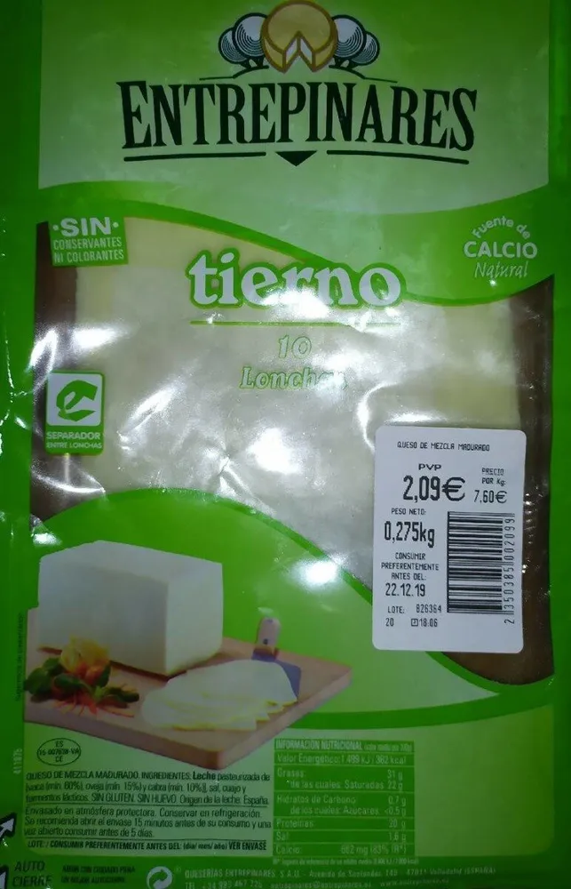 Queso tierno lonchas