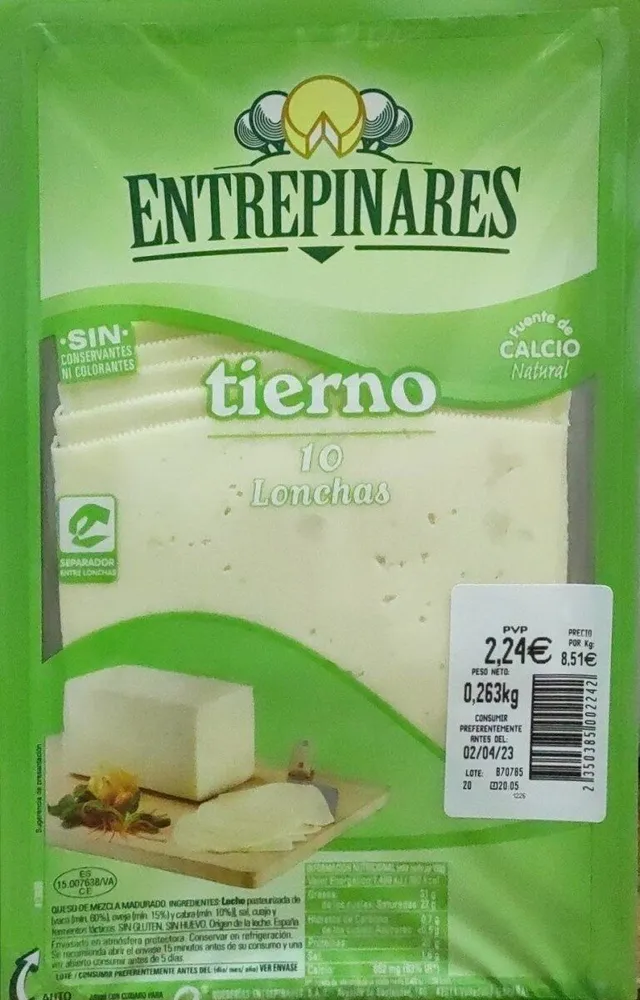 Queso tierno 10 lonchas
