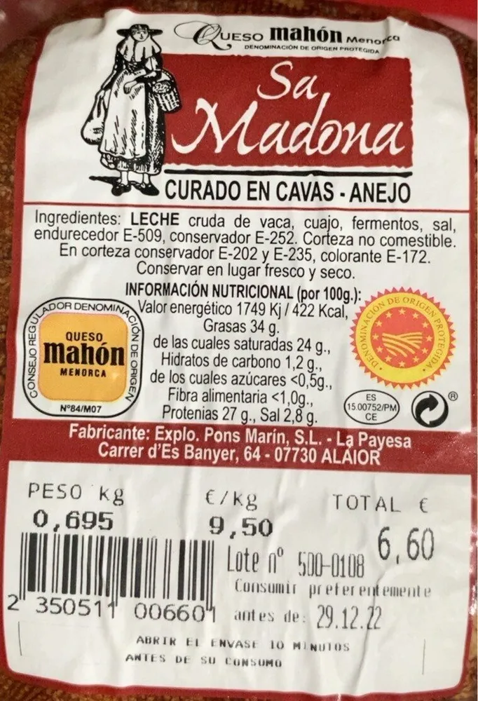 Queso mahon menorca