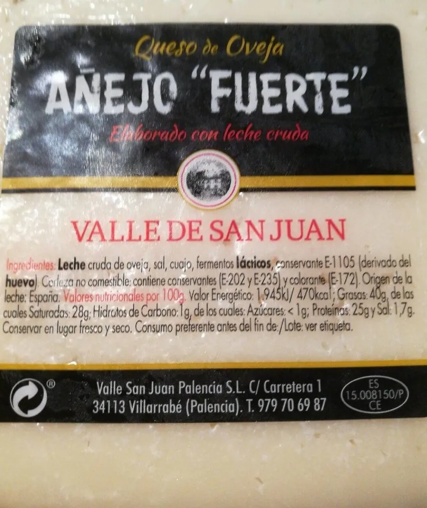 Queso de oveja añejo fuerte