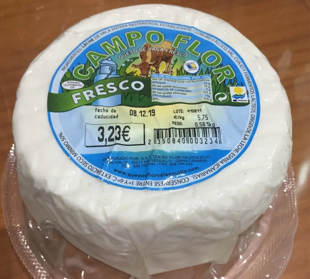 Queso de vaca blanco fresco
