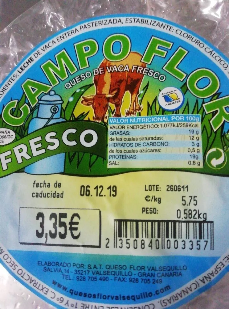 Queso de vaca fresco