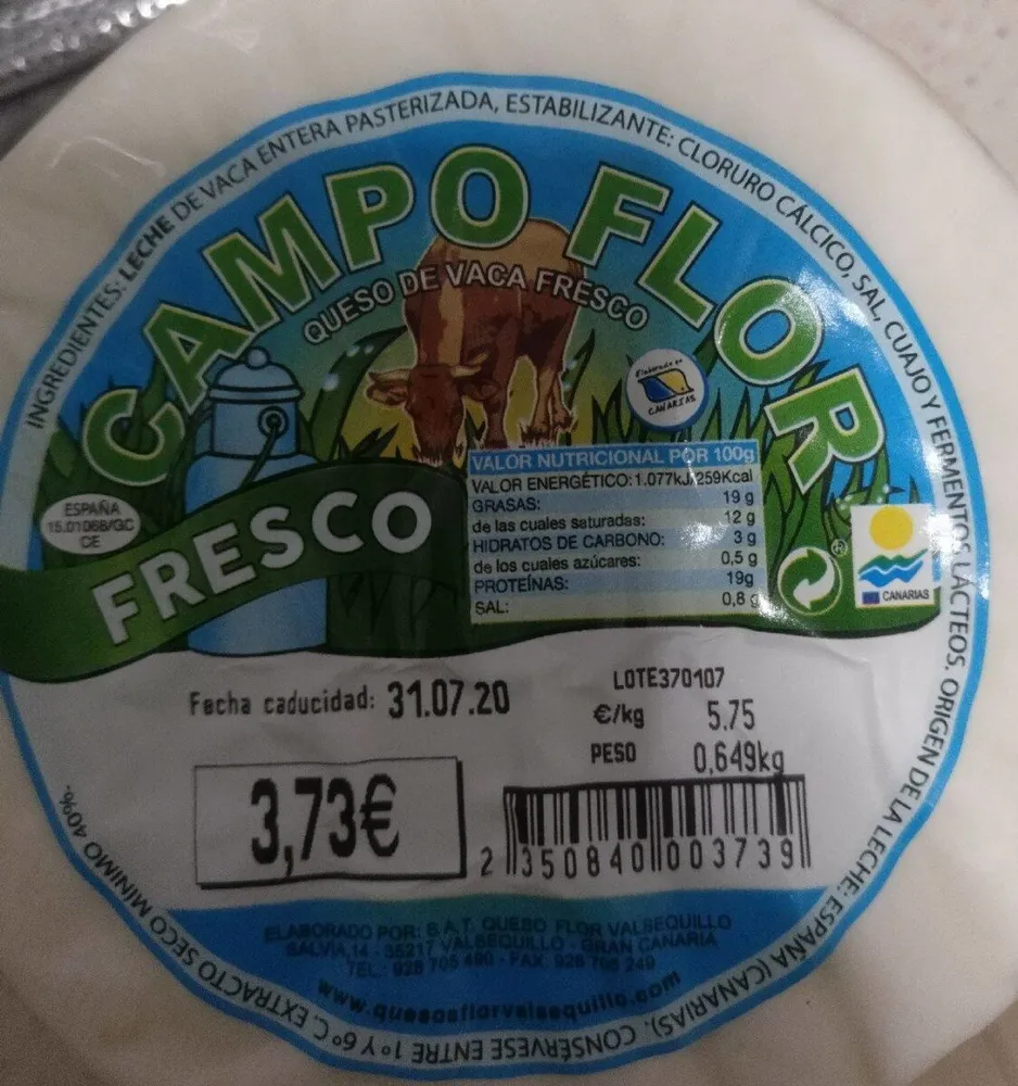 Queso de vaca fresco