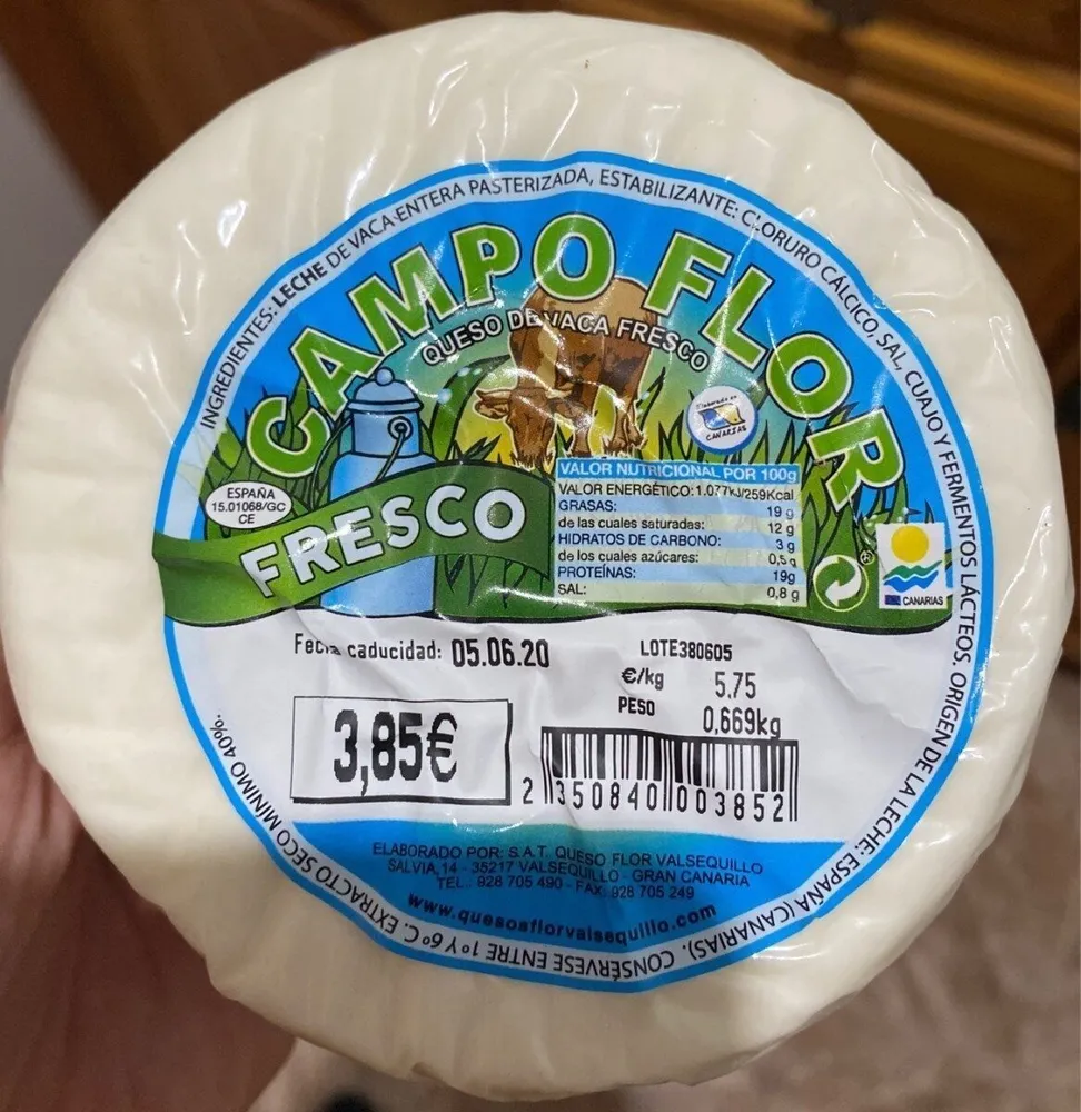 Queso de vaca fresco