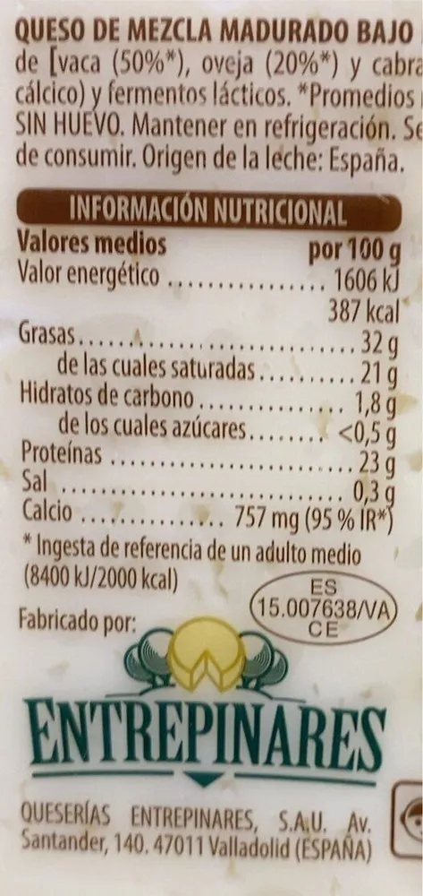 Queso tierno bajo en sal entrepinares