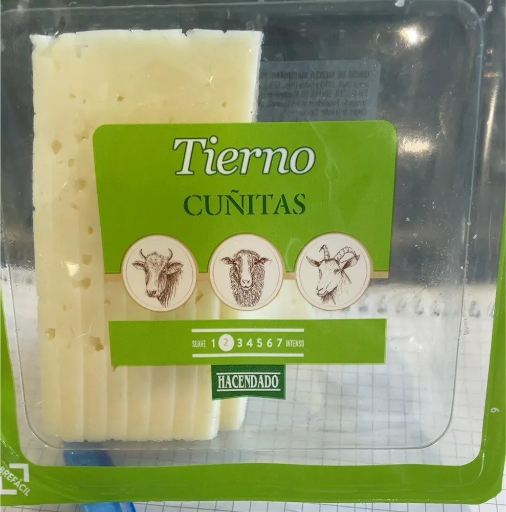 Queso tierno en cuñitas