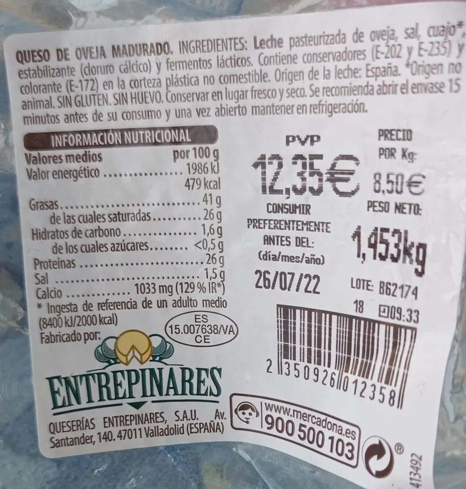 Queso de oveja madurado