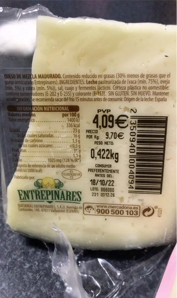 Queso semicurado light