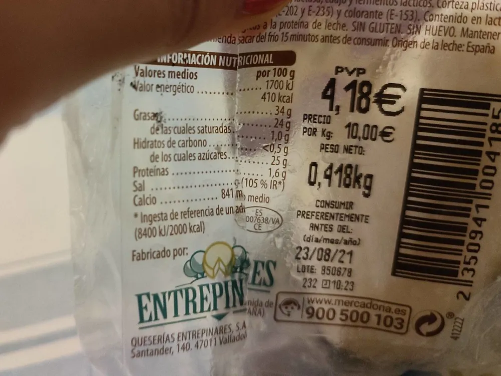 Queso semicurado sin lactosa