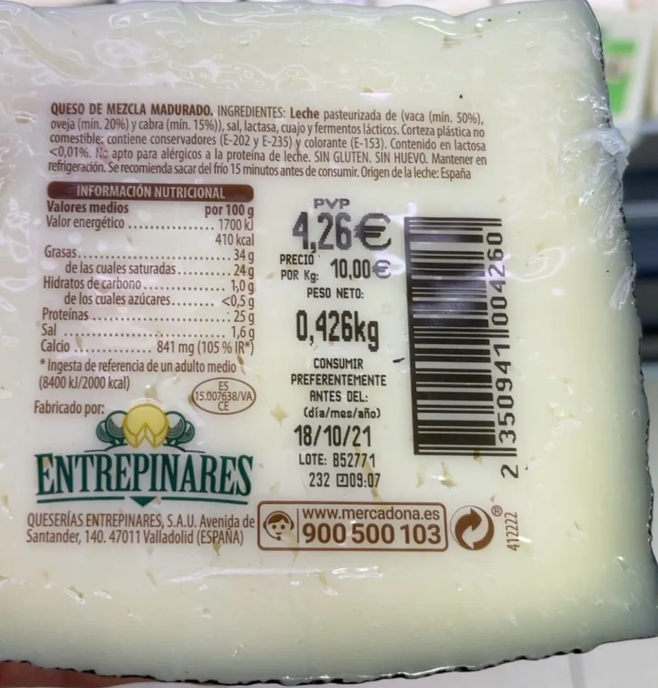 Queso de mezcla madurado